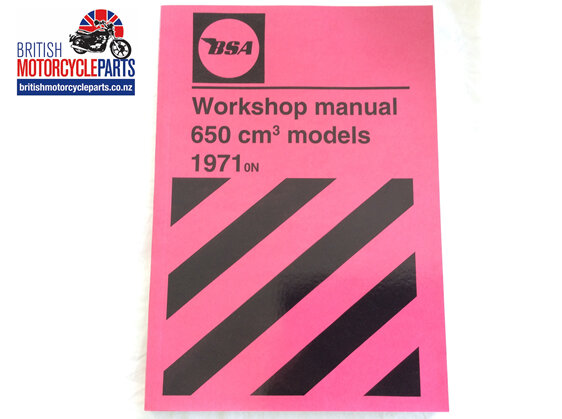 00-4189 Workshop Manual - BSA 650cc 1971on - British Parts NZ