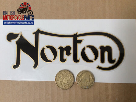 06-1040 Norton Petrol Tank Decal - Black Gold Outline