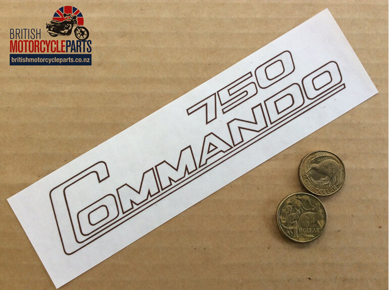 06-2019 DECAL "750 COMMANDO" (GOLD + BLACK OUTLINE)  - British Parts - Auckland