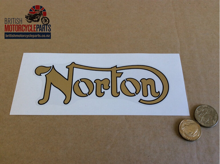 06-2021 06-2931 Decal Norton Gold Black Outline - British Motorcycle Parts NZ