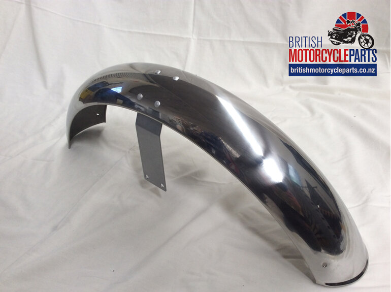 06-2328 Front Mudguard - Stainless - 4 Holes British Motorcycle Parts - Auckland