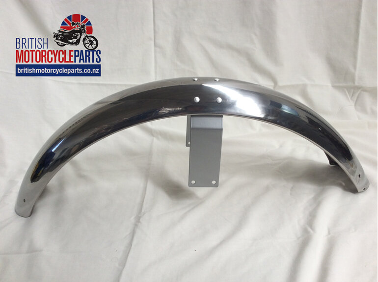 06-2328 Front Mudguard - Stainless - 4 Holes British Motorcycle Parts - Auckland
