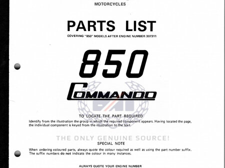 06-5988 Replacement Parts List - 850cc Norton Commando MK2/MK2A