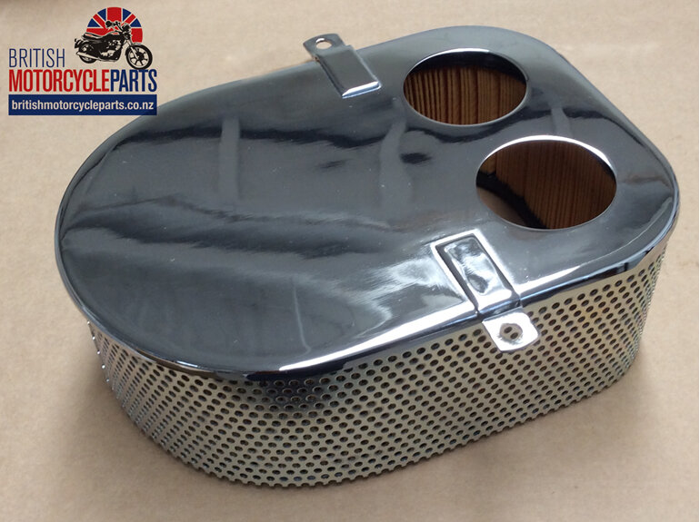 06-7355 Air Filter Assembly - Chrome Front Plate - British Motorcycle Parts - NZ