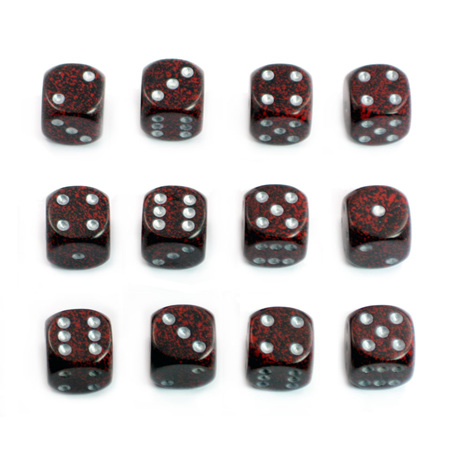 12 'Silver Volcano' Speckled Six Sided Dice (16mm)