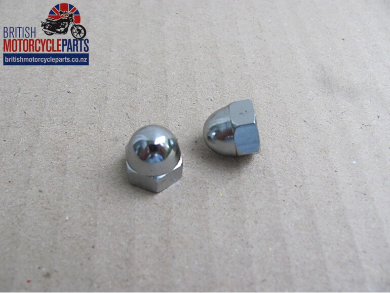 21-1809 1/4" UNF Chromed Dome Nut - British Motorcycle Spare Parts Auckland NZ