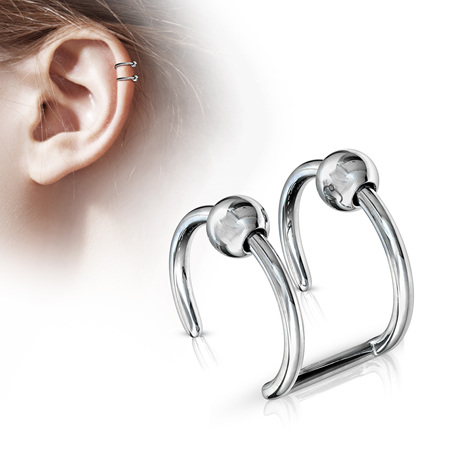 316L Surgical Steel Fake Cartilage 'Clip-On' Closure Ring w/ Beads