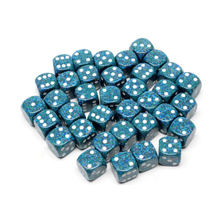 36 'Sea' Speckled Six Sided Dice (12mm)