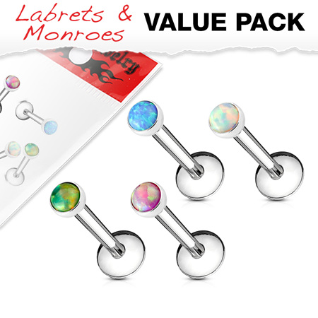 4 Pack Internally Threaded Opal Set Labrets