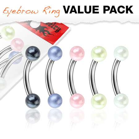 5 Pack Pearlish Coat Acrylic Eyebrow Bar