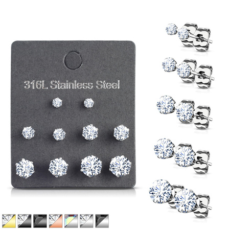 5 Pairs of Assorted Sizes Prong Set Earrings