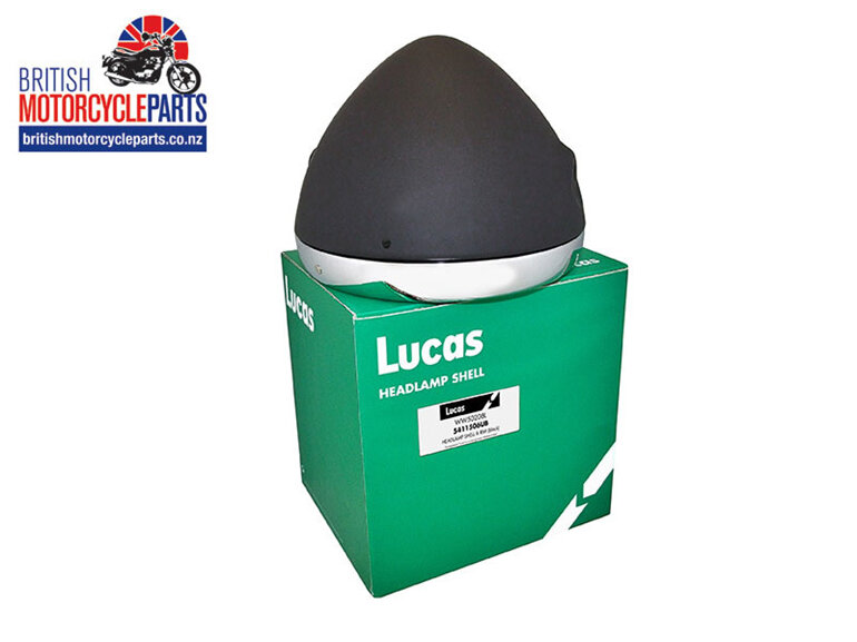 5411506UB Black 7 inch Headlight Shell Chrome Rim - Lucas - British Parts NZ
