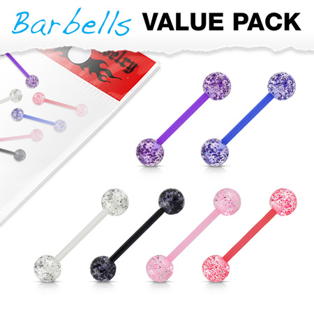 6 Pcs  Bio Flex Barbells w/ Super Glitter Balls