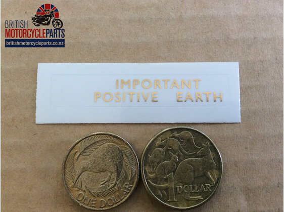 60-0052 Important Positive Earth Decal - Triumph - British Parts - Auckland NZ
