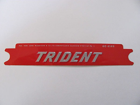 60-4149 Trident Side Cover Badge Silver/Red - NOS