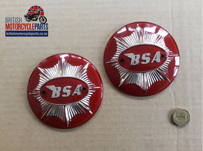 65-8228 BSA Gold Star Tank Badges - Red & Gold - British Motorcycle Parts NZ