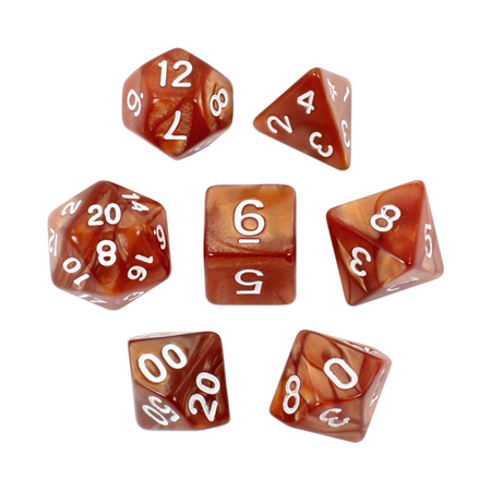 7 Brown with White Marble Dice