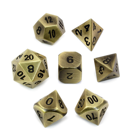 7 'Brushed Brass' Classic Metal Dice
