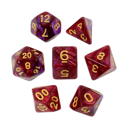 7 Burgundy & Purple with Gold Fusion Dice