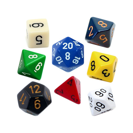 7 Chessex Opaque Polyhedral Dice