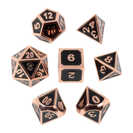 7 'Copper' with Black Modern Metal Dice