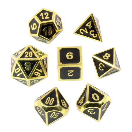 7 'Gold' with Black Modern Metal Dice