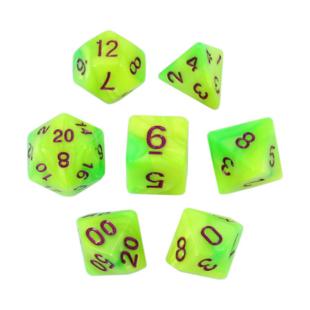 7 Green & Lime with Purple Fusion Dice