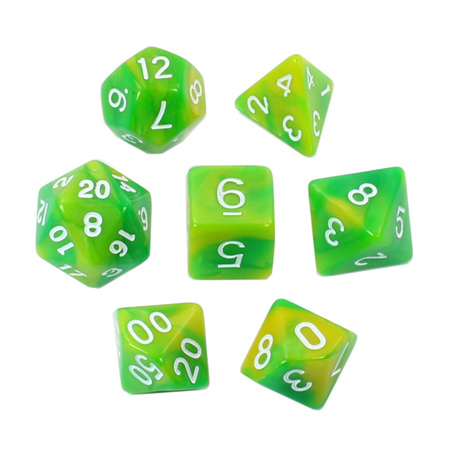 7 Green & Lime with White Fusion Dice