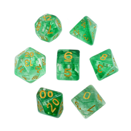 7 Green with Gold Vapour Dice