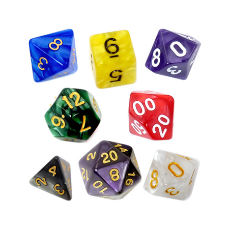 7 Marble Polyhedral Dice