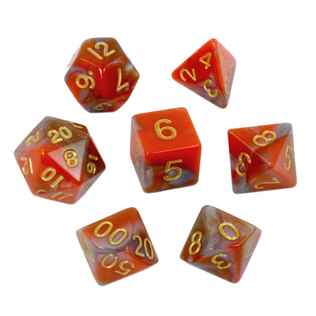 7 Orange & Steel with Gold Fusion Dice