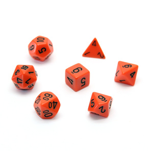 7 Orange with Black Spots Polyhedral Dice New Zealand