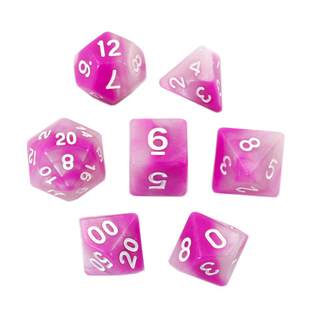 7 Pearl & Pink with White Fusion Dice