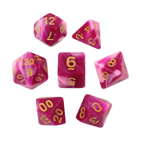 7 Pink & Purple with Gold Fusion Dice