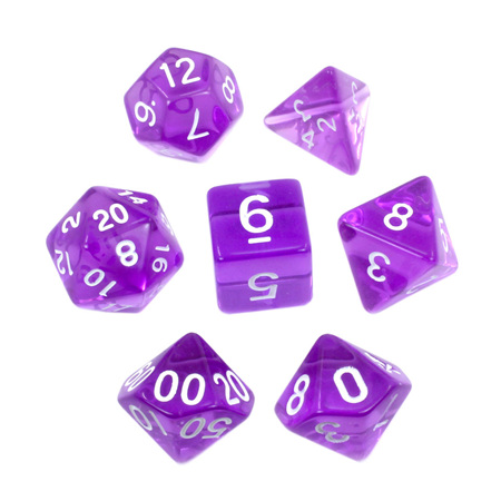 7 Purple with White Translucent Dice