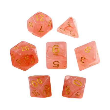 7 Red Pastel with Gold Vapour Dice