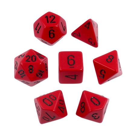 7 Red with Black Opaque Dice