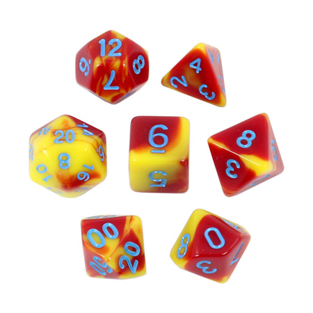 7 Red & Yellow with Blue Fusion Dice