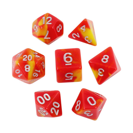 7 Red & Yellow with Silver Fusion Dice
