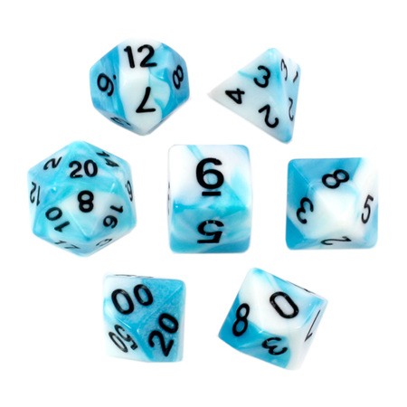 7 Teal & White with Black Fusion Dice