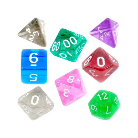 7 Translucent Polyhedral Dice