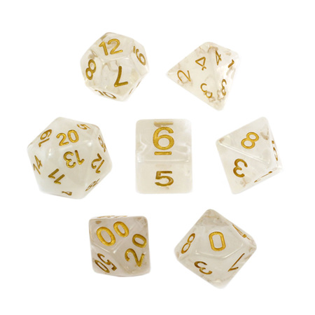 7 White with Gold Vapour Dice