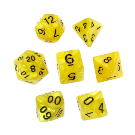 7 Yellow with Black Marble Dice
