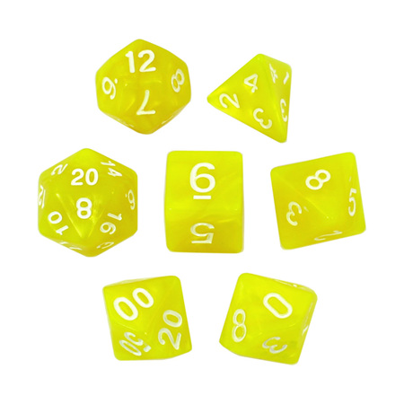 7 Yellow with White Marble Dice