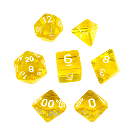 7 Yellow with White Translucent Dice
