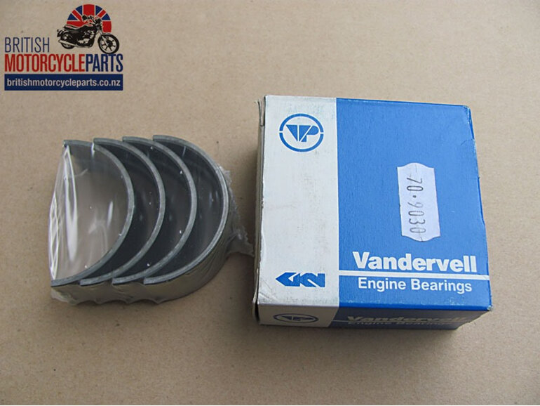 70-9030 Main Bearing Shells Set -.040" Vandervell - BSA A75 Triumph T150 T160