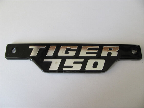 83-7334 Tiger 750 Side Cover Badge 1979 on Chrome on Black