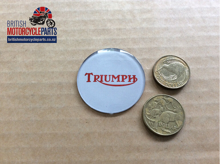 84-0026 - Triumph Petrol Tank Centre Badge T140 - Red on Silver - Auckland NZ