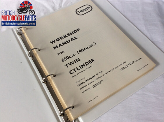 99-0947 Workshop Manual Triumph TR6 T120 1971-74 - British Motorcycle Parts - NZ