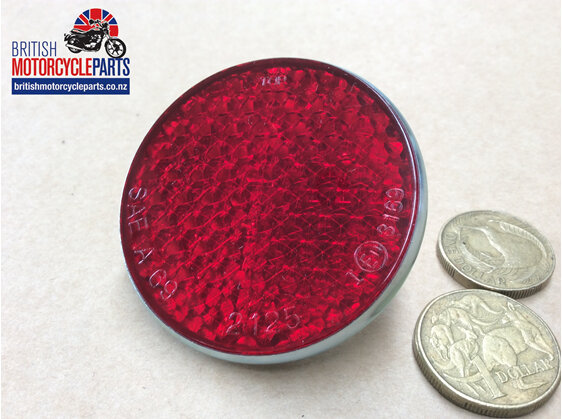 99-1162A Round Red Reflector - Lucas Pattern - 575189- British Motorcycle Parts